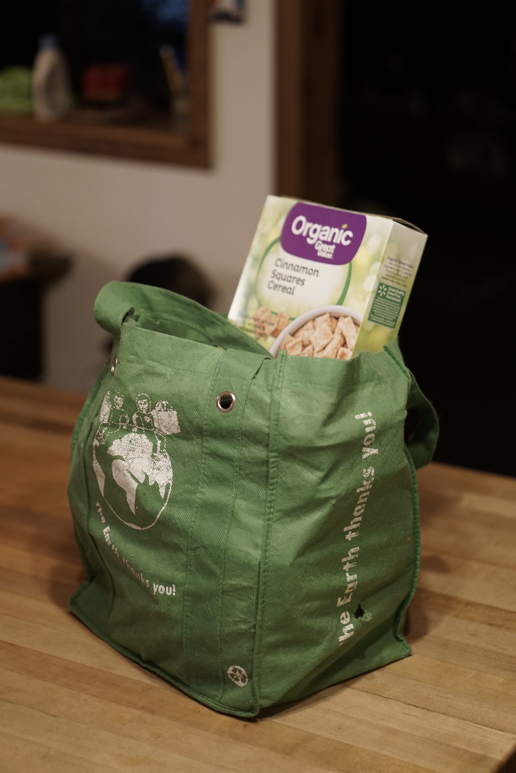 One of our reusable grocery bags